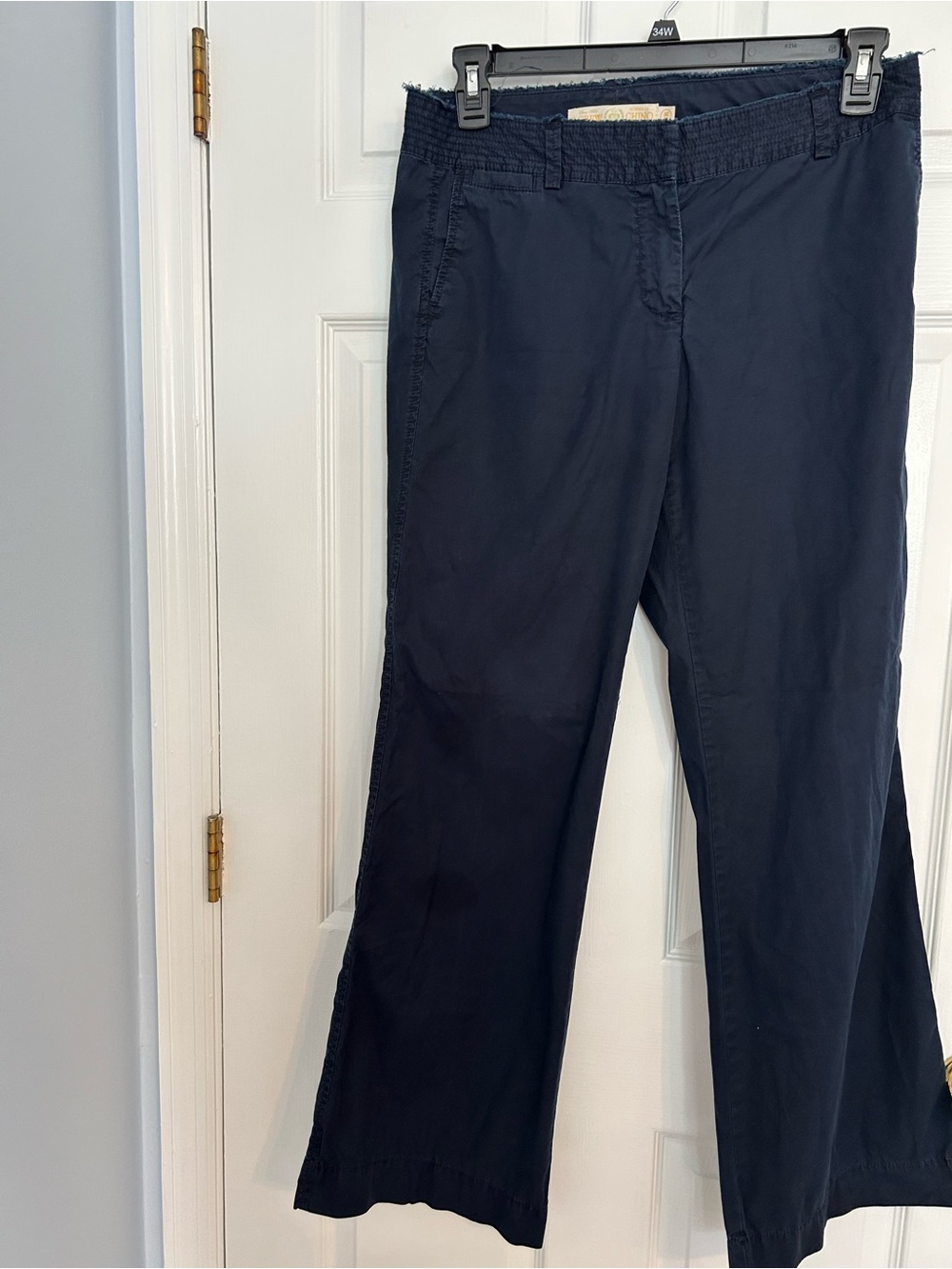 J. Crew Dark Navy Casual Chinos w/ raw waistband and wide leg Sz 8